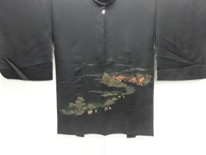 街道風景模様織出し一ツ紋絵羽織